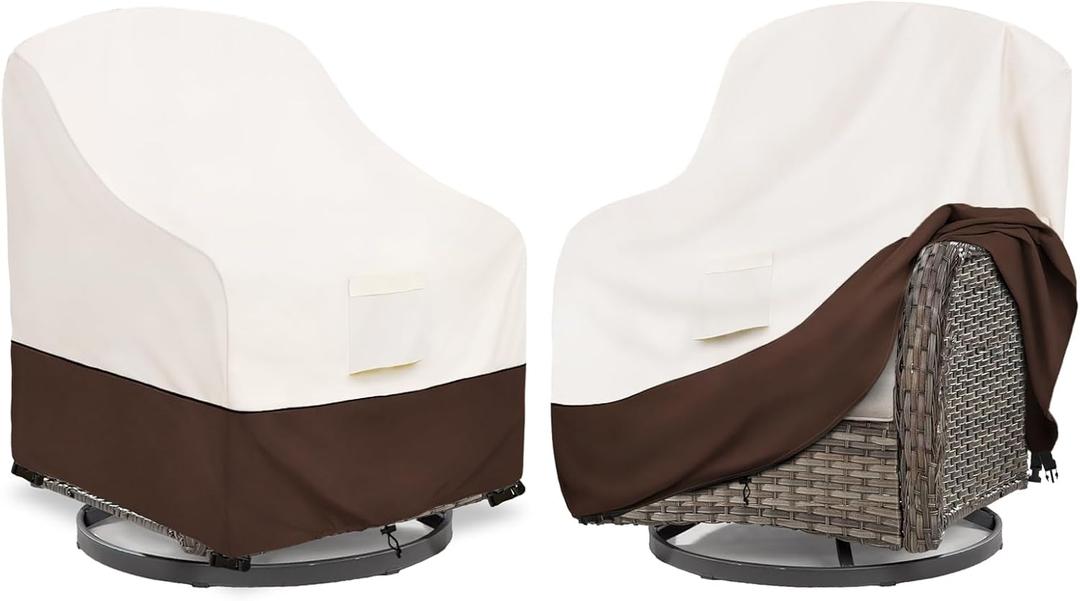Bitubi Waterproof 2 Pack Outdoor Swivel Chair Cover for Patio Chair Size Up to 33W x 35D x 38.5H inch,Outdoor Lawn Patio Furniture Covers (Brown)