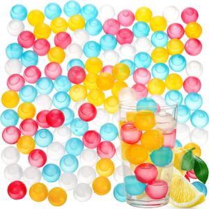 ZOOFOX 200 Pack Reusable Ice Cubes for Drinks, Colored Plastic, Round for Cocktails, Wine, Beer, Beverage or Coffee, BPA Free, Refreezable