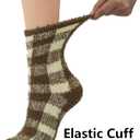 BomKinta Fuzzy Socks Women - Winter House Slipper Sock - Cozy Thick Warm Sleeping Gifts for Women Size 5-10 (3 Pairs Checkered Red Khaki Yellow)