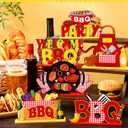 Pickmesh 6 Pcs BBQ Wooden Table Centerpieces BBQ Wood Tabletop Signs Barbecue Themed Party Decorations Home Decoration Birthday Baby Shower Decorations for Summer Carnival Party Picnic Supplies