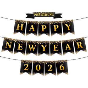 Happy New Year Banner 2026 - No DIY New Years Eve Party Decorations Supplies 2026 for New Years Eve Decorations