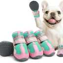 Aokown Dog Shoes for Medium Dogs, Large Dog Boots for Winter Snow, Hot Pavement, Dog Booties & Paw Protectors Pink Size 4
