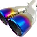 Dual Exhaust Tip 2.5 inch Inlet, Universal Car Exhaust Pipe Tail Throat Tail Pipe Stainless Steel Y Pipe, Adjustable Car Thickened Muffler Slant Cut Tip (Curved,Baked Blue)