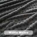 NEWCOSPLAY Super Soft Queen Blanket Grey Premium Silky Flannel Fleece 3D Waffle Checkered Lightweight Bed Blanket All Season Use (Dark Grey, Queen(90"x90"))