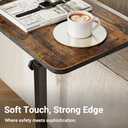 ELYKEN TV Tray Table, C-Shape Couch Desk, 360° Swivel Side Table Height Adjustable, Laptop Stand for Couch Recliner, Small Bedside Tables, Rustic Brown, 2 Pack