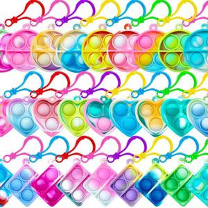 Mini Pop Fidget Keychain Pop It Fidget Toys Bulk 30 Pack Party Favors for Kids 4-8,8-12 Years, Valentines Goodie Bag Stuffers Keychain for Classroom Prizes Birthday