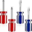 4PCS Short Screwdriver Set with Magnetic Tip, Flat and Cross Head Screwdrivers, Two-Color Small Handle Stubby Screwdriver, Compact Magnetic Tip Hand Tools for Tight Spaces DIY Home Car Electronics
