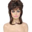 Mullet Wig for Women Shoulder Length Synthetic Cosplay Wig 80s Wigs Halloween Cosplay Daily Hair Wigs (Medium Brown)