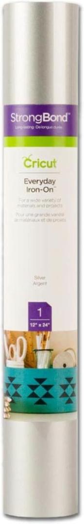 Cricut Everyday Iron On - Silver, 2ft Roll (12'x24') - HTV Heat Transfer Vinyl for Shirts, Apparel, Hats & More - Compatible with Maker & Explore Machines, 1-Pack
