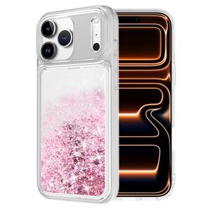 WORLDMOM for iPhone 17 Pro Max Case, Bling Flowing Liquid Floating Sparkle Colorful Glitter Waterfall TPU Protective Phone Case 6.9",Rose Gold