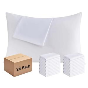 White Pillowcases Standard Size 24 Pack - Bulk Pillow Cases with Envelope Closure, Soft Brushed Microfiber Pillow Covers Hospital Hotel Airb&bs Essentials for Hosts, 20x26