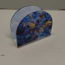 Stained Glass Blue Pattern Napkin Holder for Table Paper Napkins Holder Acrylic Tissue Dispenser Kitchen Dining Room Bathroom Party Car Decor (4.1x4.9x1.97in, NH041)