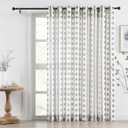 Melodieux Boho Striped Pattern Linen Textured Sheer Curtains for Bedroom, Living Room Light Filtering Grommet Window Curtain Drapes, 100 by 84 Inch, Black on Beige(1 Panel)