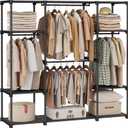 SONGMICS Portable Closet, Freestanding Closet Organizer, Clothes Rack with Shelves, Hanging Rods, Storage Organizer, for Cloakroom, Bedroom, 59.5 x 16.9 x 65.4 Inches, Black URYG036B02