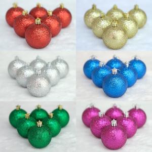 Christmas Ball Ornaments 60mm 24ct Essential Tree Balls Decorations Shatterproof Decor Plastic Christmas Ornaments Balls Party Decorations (Glitter-6cm/6color)