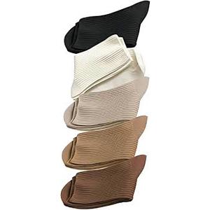 Women's Solid Striped Textured Ribbed Knit Casual Basic Style Crew Socks,Thin Cotton Socks Breathable, Business Daily,5 Pairs