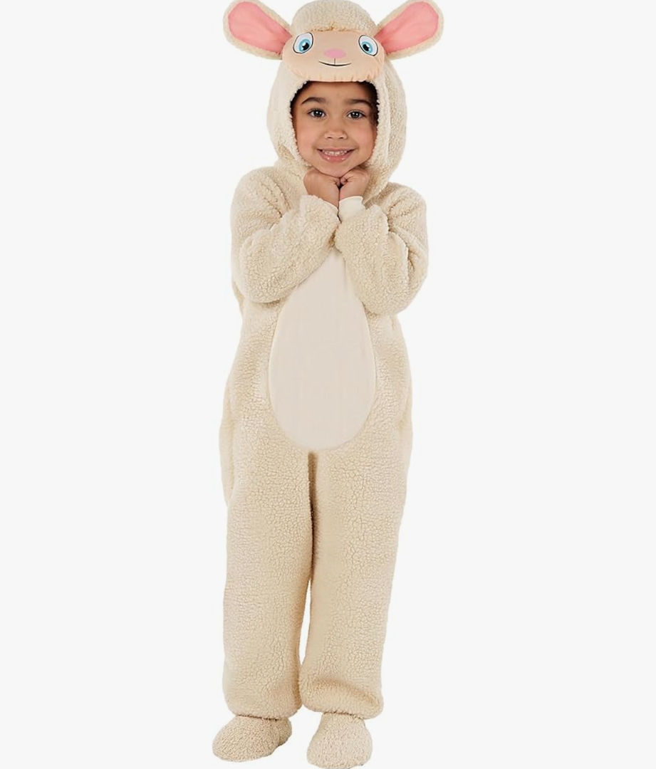 Morph Kids Lamb Costume - Toddler Sheep Jumpsuit - Animal Outfit for Kids - Cute Lamb Jumpsuit for Dress Up, Size 3-4Y