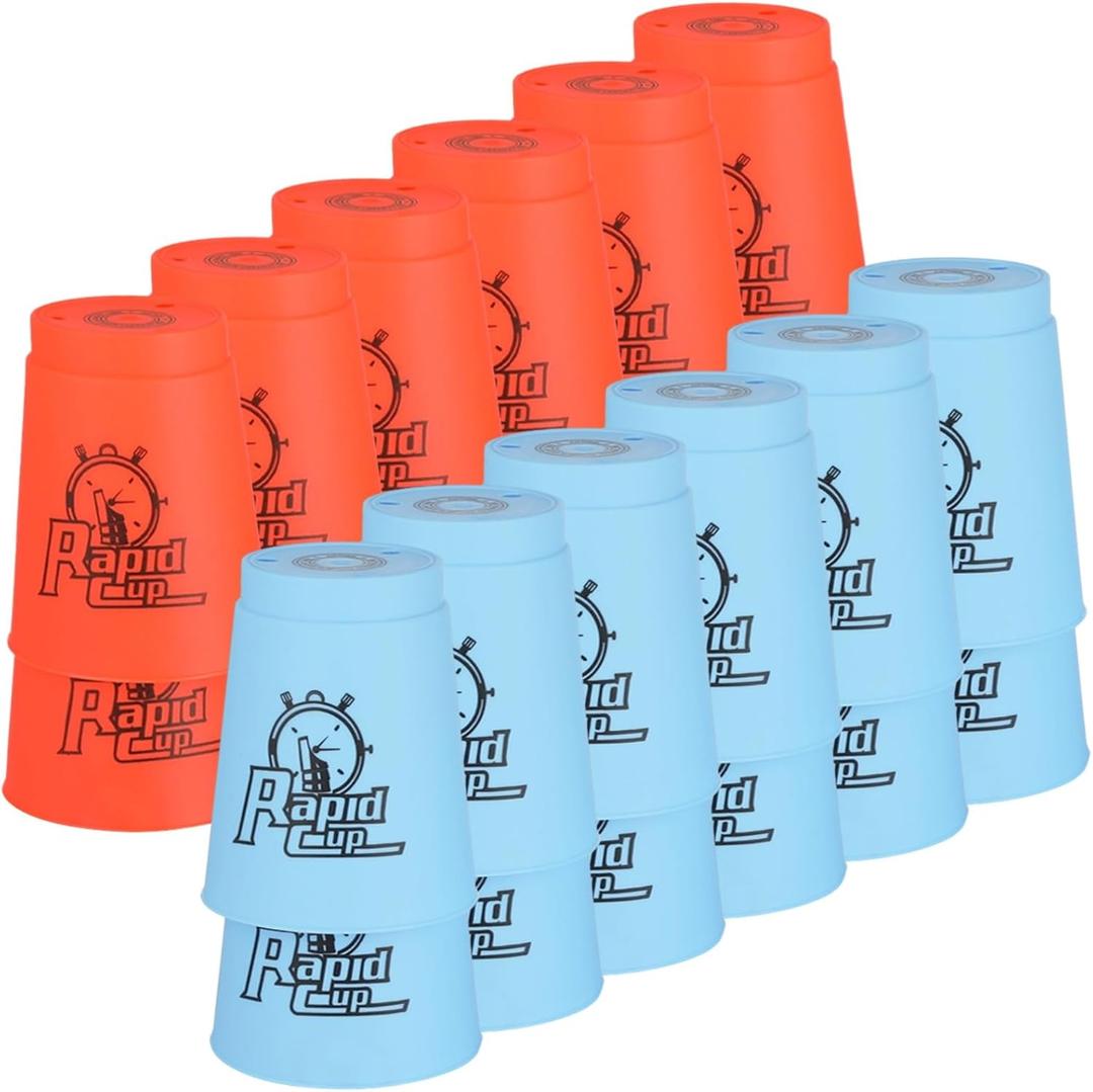 yeesport Sport Stacking Cups, 24pcs Sports Stacking Cups Sport Training Game for Challenge Competition Travel Party Gift for Kids and Adults (Blue & Red)