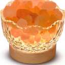 Himalayan Salt Lamp, Pink, Wooden Base, 10 Levels of Light Intensity Adjustment, USB Plug