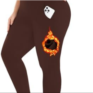 Plus Size Fleece Lined Leggings with Pockets for Women High Waisted Warm Thermal Winter Yoga Pants for Workout