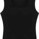 SVALIY Summer Womens Tank Tops 2024 Square Neck Fitted Sleeveless Shirts for Women Ribbed Basic Top (M)