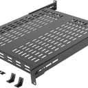 Tecmojo 1U 4-Post Vented Server Rack Mount Shelf,21.7in Deep with Adjustable Depth 13.5-31.8 Inch,Supports to 242 lbs,Universal Tray for 19 Inch AV/Network Equipment Rack,Black