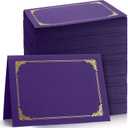 Fainne 120 Pack Certificate Holders Bulk, Diploma Covers Gold Foil Border, Document Covers for Letter Size 8.5x11 Award Certificates, Cardstock, Document Papers, Paper Card Stock (Purple)