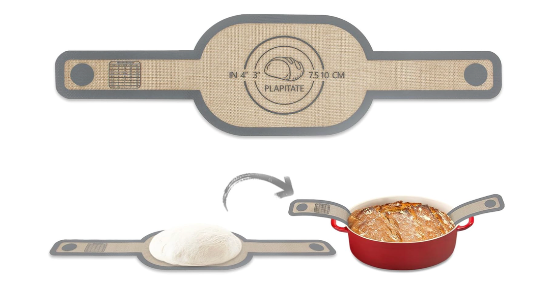 Silicone Bread Sling Dutch Oven Liner, Non-Stick & Easy Clean Reusable Oval Silicone Baking Mat with Long Handles, Easy to Transfer Sourdough