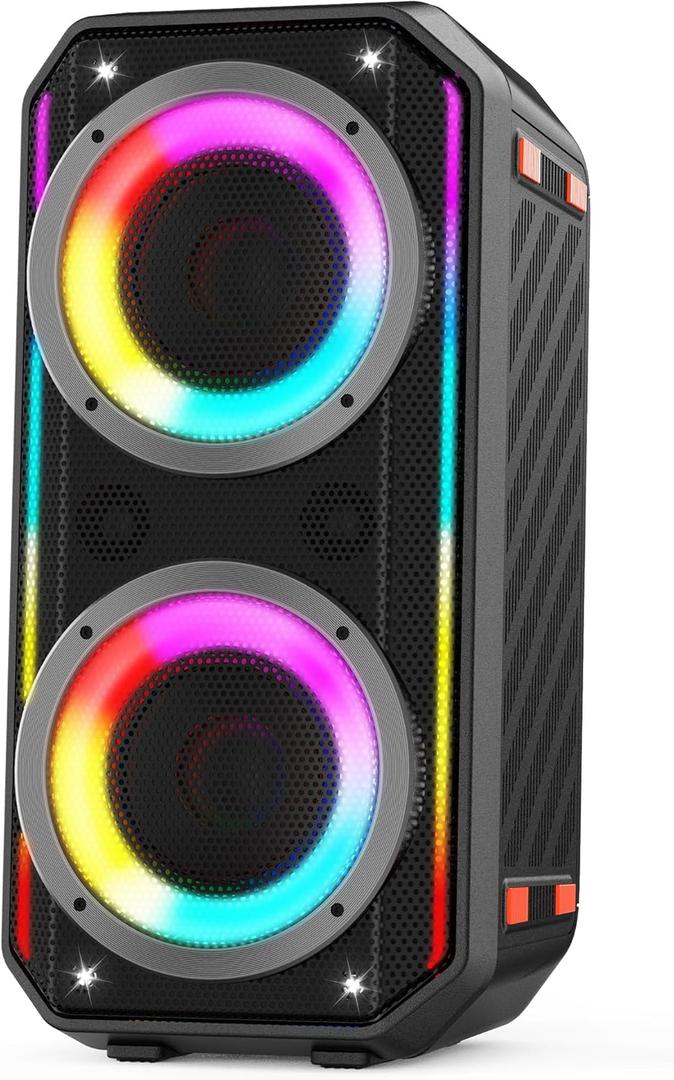 Bluetooth Speaker, 300W Peak Power Wireless Boombox Speakers with Deep Bass, Portable Loud Stereo Sound Large Subwoofer with Led Light Show for Party Outdoor Camping (Black)