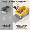 AIPERRO Stainless Steel Litter Box | XL Enclosed Cat Litter Boxes with Lid for Big Cats | High Sided, Anti-Urine Leakage | Non-Stick Bottom & Includes Litter Mat & Metal Scoop, Green