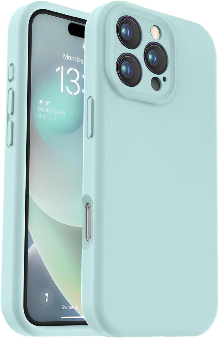 Vooii Compatible with iPhone 16 Pro Case, Liquid Silicone Upgrade [Camera Protection] [Soft Anti-Scratch Microfiber Lining] Shockproof Phone Case for iPhone 16 Pro 6.3 inch - Mint