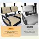 Golf Cart Seat Covers for Yamaha G22 G19 G16 G9 G2 Front Standard Seat Cushion,Cooling Mesh and Vinyl Leather Yamaha Seat Covers with Pockets,No Stapler Needed Replacement Front Seat Cover(Beige)