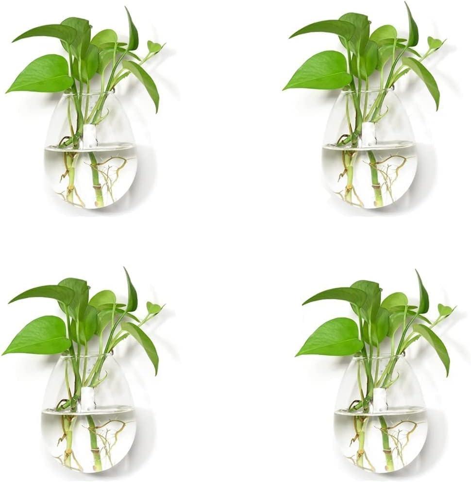 4 Packs Wall Hanging Planters Glass Plant Pots Water Plant Containers Glass Flower Pots Wall Hanging Glass Planters Plant Containers Hanging Planters Air Plant Terrariums Glass Terrarium