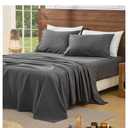 French Pure Linen Sheets Queen Size Breathable and Cooling Flax Sheet Set Soft Durable and Moisture Wicking 16 Inch Deep Pocket-4 Piece(Queen, Dark Grey)