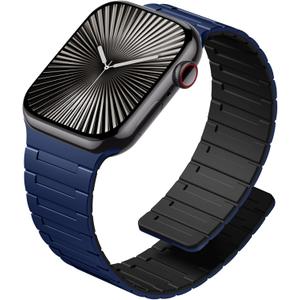 SNBLK Magnetic Watchband Compatible with Apple Watch for Men 44mm 45mm 46mm 49mm 42mm 41mm 40mm 38mm Women, Silicone Sport Strong Magnet Strap for iWatch Series 11 Ultra 3 Ultra 2 Se 10 9 8 7 6 5 4 1 (Navy Blue/Black)