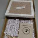 Cappuccino Felt Letter Board Back to School Sign with Rustic Wood White Frame - Farmhouse Letter Board Sign with Stand - Baby Announcement 10x10 Felt Board Changeable Message Board with 350 Letter Set