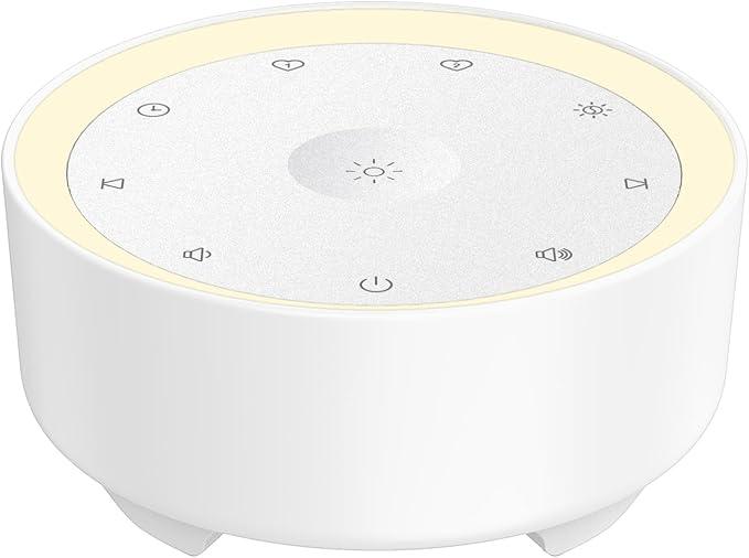 Kipcush White Noise Machine for Sleeping, 20 Soothing Sounds Including White Pink Brown Noise, Fan and Nature, Custom Shortcut Buttons, Dimmable Night Light, 8 Hour Timer, USB Powered (Black)