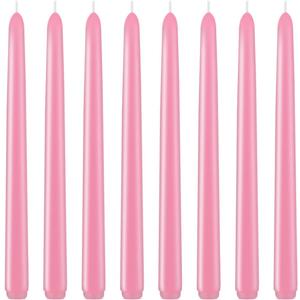Set of 8 10 Inch Tall Pink Taper Candles, Dripless Unscented Decorative Colored Skinny 0.76 Inch Wide Candlesticks for Home Party Dinner Table Decoration