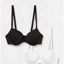 Women's Underwire Lightly Padded Demi Cup Microfibre Bra, Pack of 2, Black, 32DD