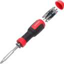 SHARDEN Multi Screwdriver 13-in-1 Screw Driver Adjustable Screwdriver Set Multitool All in One with Torx Security, Flat Head, Phillips, Hex, Square and 1/4 Nut Driver (Extendable-NoRatchet, Red)