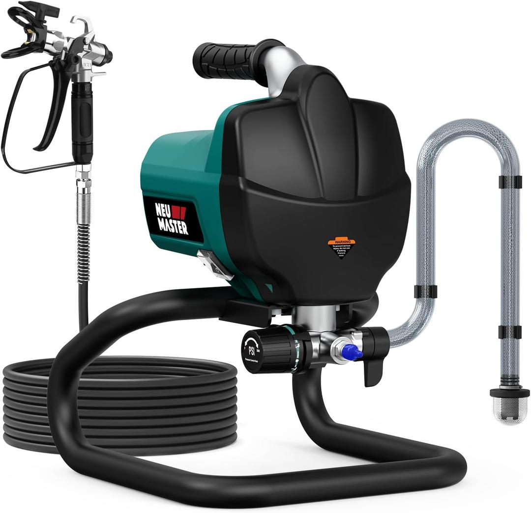 NEU MASTER Airless Paint Sprayer - 3000 PSI Thinning-Free, Quick Spray Paint Gun with Spray Tips for House Painting, Home Interior & Exterior, Cabinets, Furniture, Trim