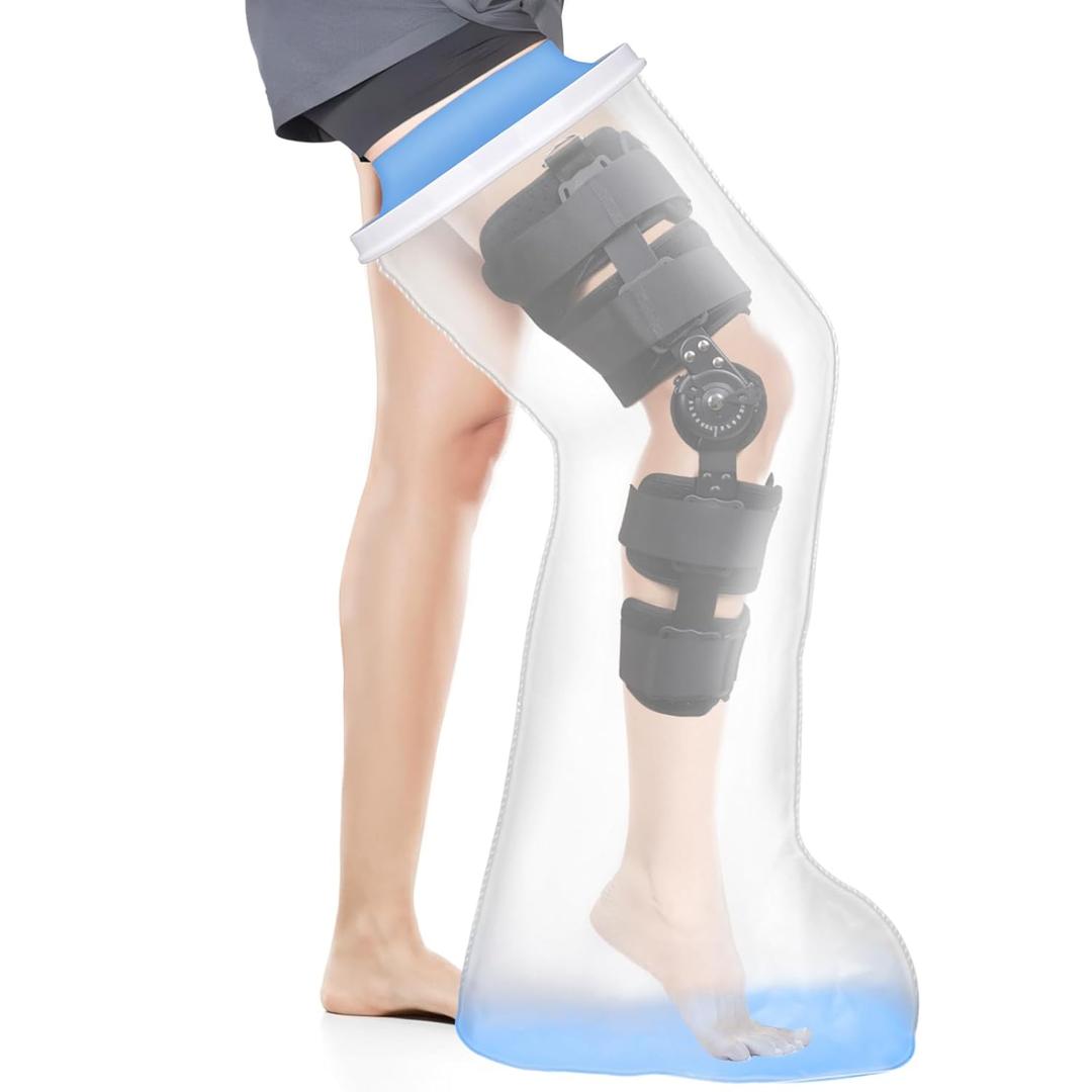 Waterproof Extra Wide Full Leg Cast Cover for Shower with Non-Slip Bottom, Extra Large Watertight Leg Cast Protector for Thigh Foot Ankle Surgery Wounds, Knee Immobilizer/Brace, Walking Boots,Reusable