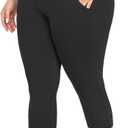 MOREFEEL Capri Plus Size Leggings for Women with Pockets-Stretchy Tummy Control High Waist Workout Black Yoga Pants, 4X-Large Plus