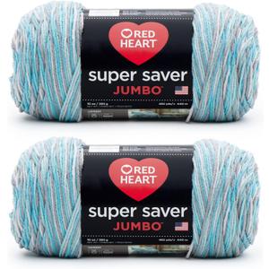 Red Heart Super Saver Jumbo Icelandic Yarn - 2 Pack of 283g/10oz - Acrylic - 4 Medium (Worsted) - 482 Yards - Knitting/Crochet