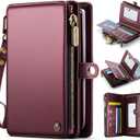 Passport Holder Wallet Bag with AirTag Holder, 11 Card Slots and Passport Solt Cash Solt Photo Solt Zipper Pocket, RFID Blocking Wristlet Strap