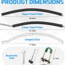 Trampoline Poles Replacement, Fit for 8-16ft Frame, Universal Curved Enclosure Net Pole, Includes Mounting Hardware & Foam Cover, 2 Installation Options