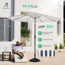 JEAREY 9FT Outdoor Patio Umbrella Outdoor Table Umbrella with Push Button Tilt and Crank, Market Umbrella 8 Sturdy Ribs UV Protection Waterproof for Garden, Deck, Backyard, Pool (Black & White Stripe)