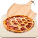 HANS GRILL PIZZA STONE | Rectangular Pizza Stone For Oven Baking & BBQ Grilling With Free Wooden Peel | Extra Large 15 x 12" Inch Durable Cordierite Cooking Stone.