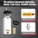 Hydraulic Motor Dump Trailer Pump, 12V DC Double Solenoid Double Acting Hydraulic Power Unit, 8L Plastic Reservoir, for Dump Trucks, Snow Plows, Tow Trucks, and Industrial Machinery
