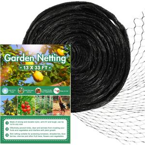Bird Netting for Garden, 13Ft x 33Ft Reusable Garden Netting Plants Barrier, Plant Mesh Net Protect Fruit Tree Seedlings Plants from Birds, Cicadas, Rodents, Black